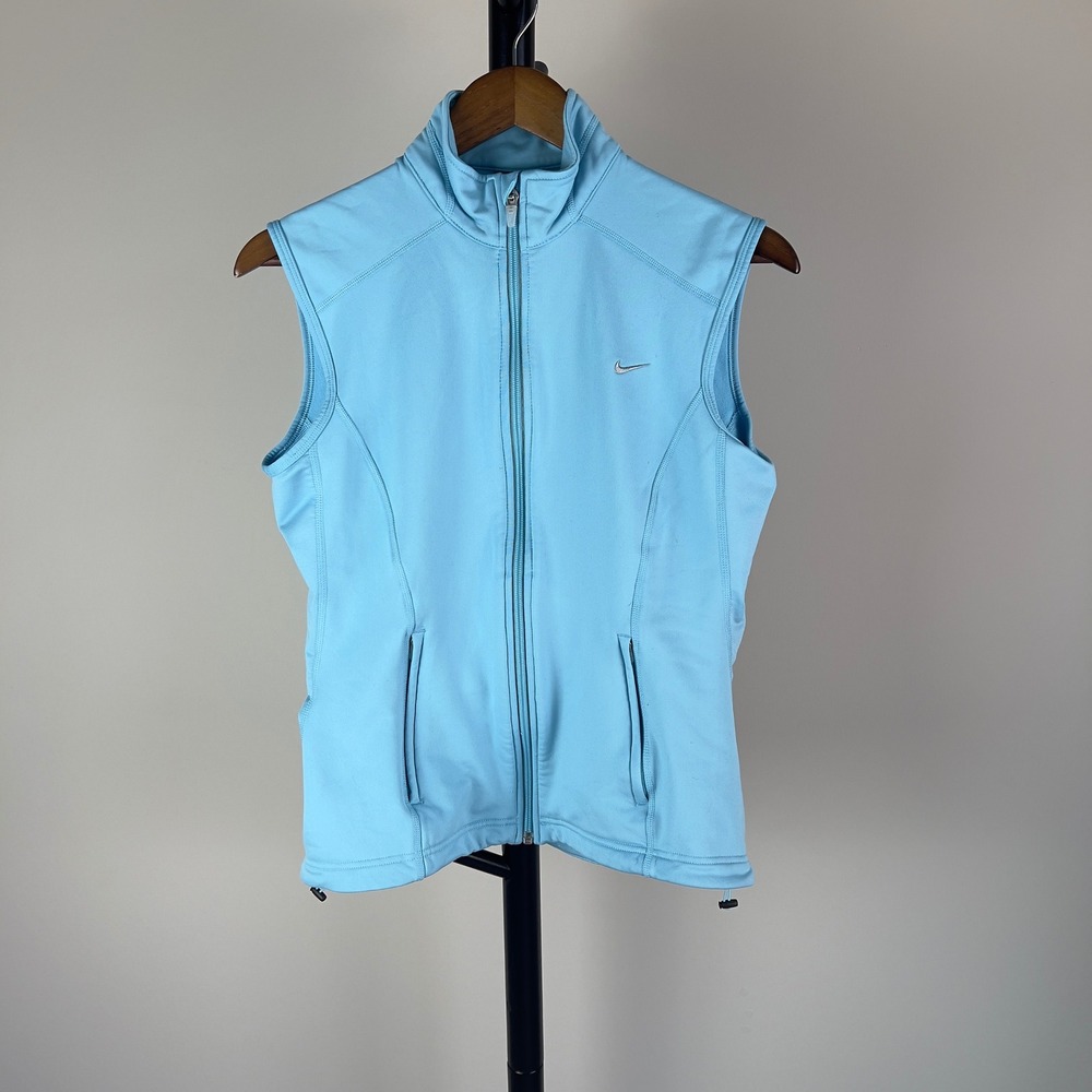 Vintage Y2K Nike Powder Blue Full Zip Running Vest - Women's Medium 8-10